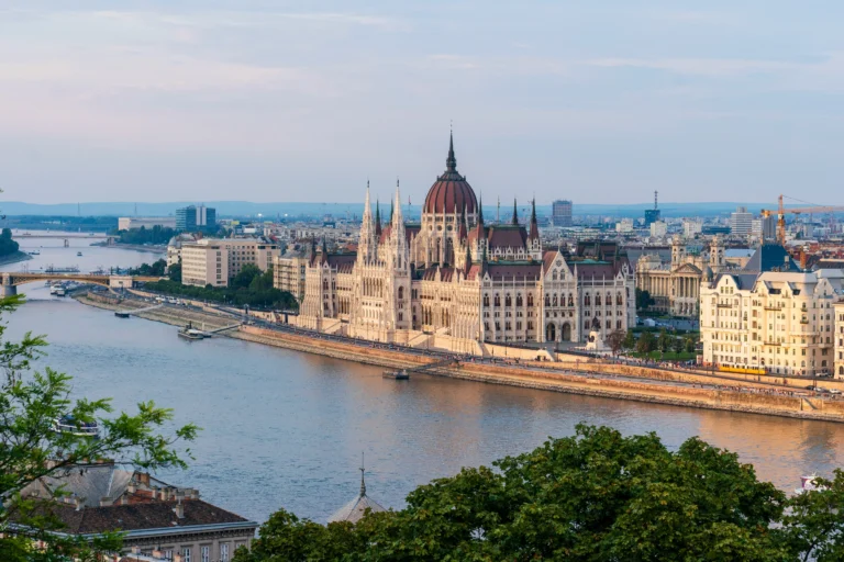Budapest Hungary Parliament building along the Danube River
